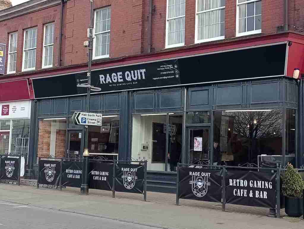 Front shot of the dog friendly cafe gaming bar Rage Quit in Hornsea