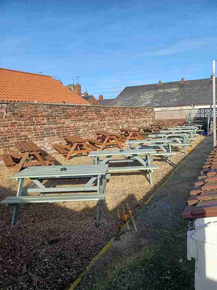 The Station beer garden with 14 outdoor tables perfect for the sun with your dog