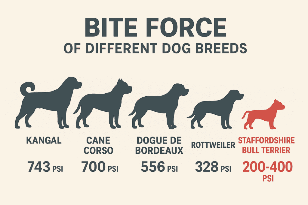 Biteforce of different dog breeds