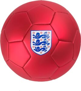 Front of red Mitre football with England 3 lions crest on the front