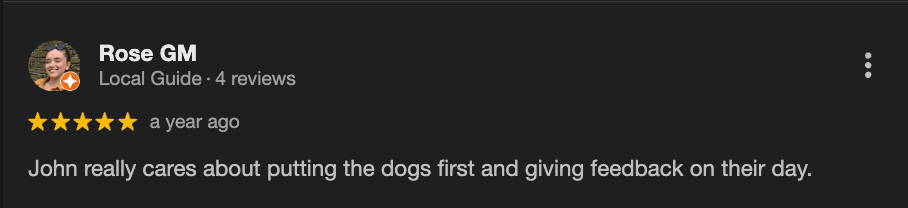 5 star Google review from Rose GM