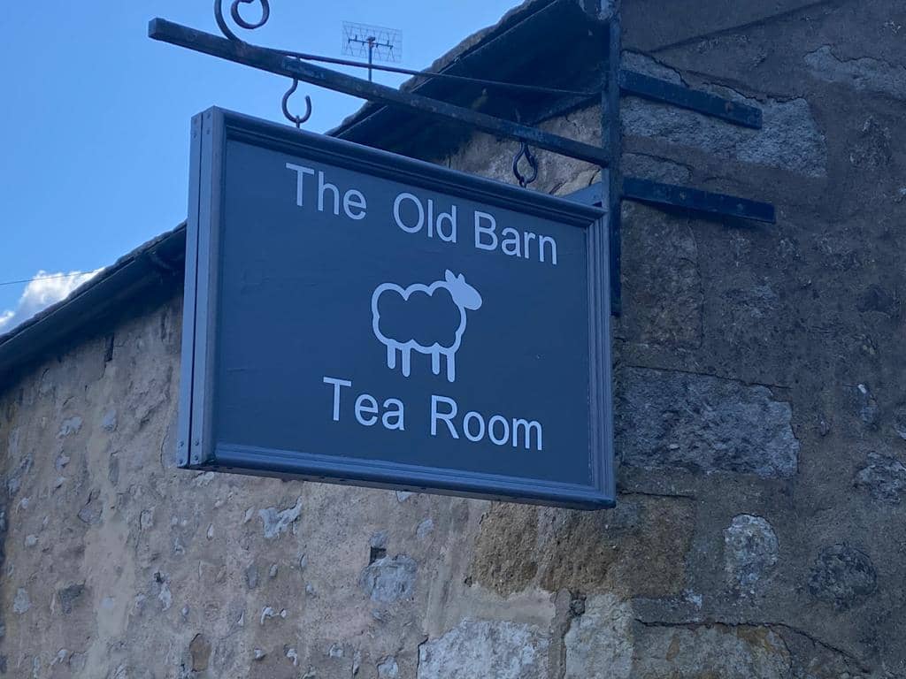 The Old Barn Tea Room in Malham sign